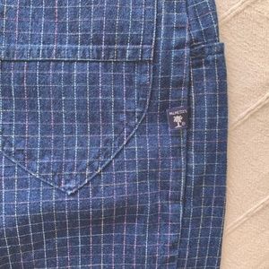 Vintage 1980s highrise pastel grid stitched blue jeans